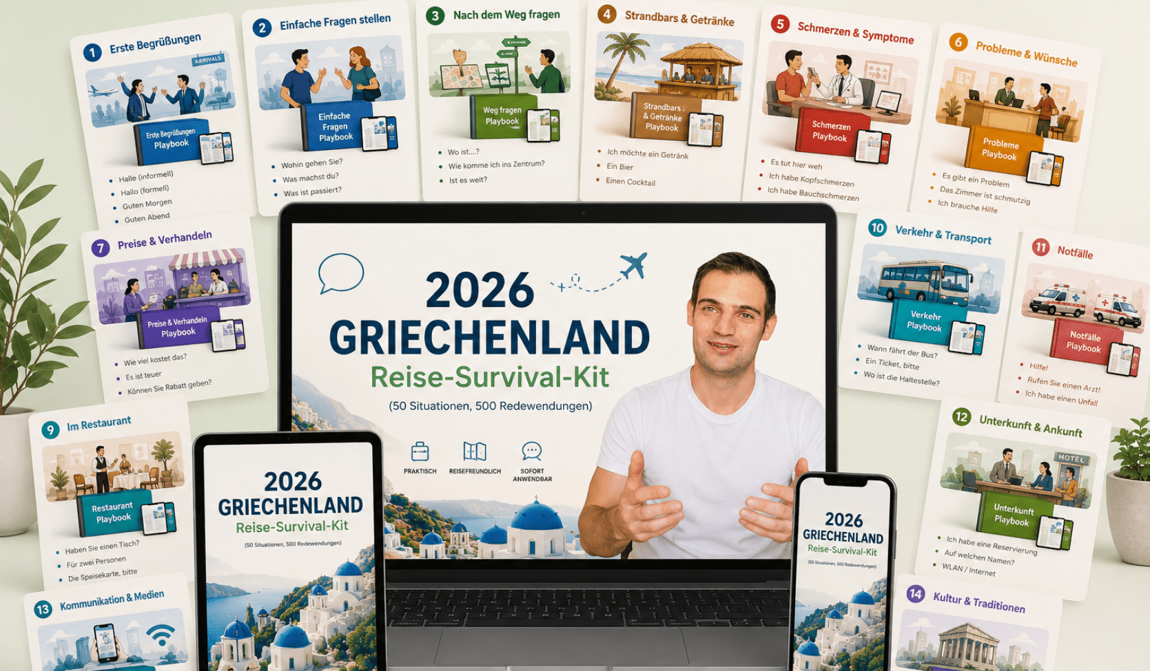 2026 Griechenland Reise - Survival - Kit (50 Situationen, 500 Redewendungen) - PrepareForGreece