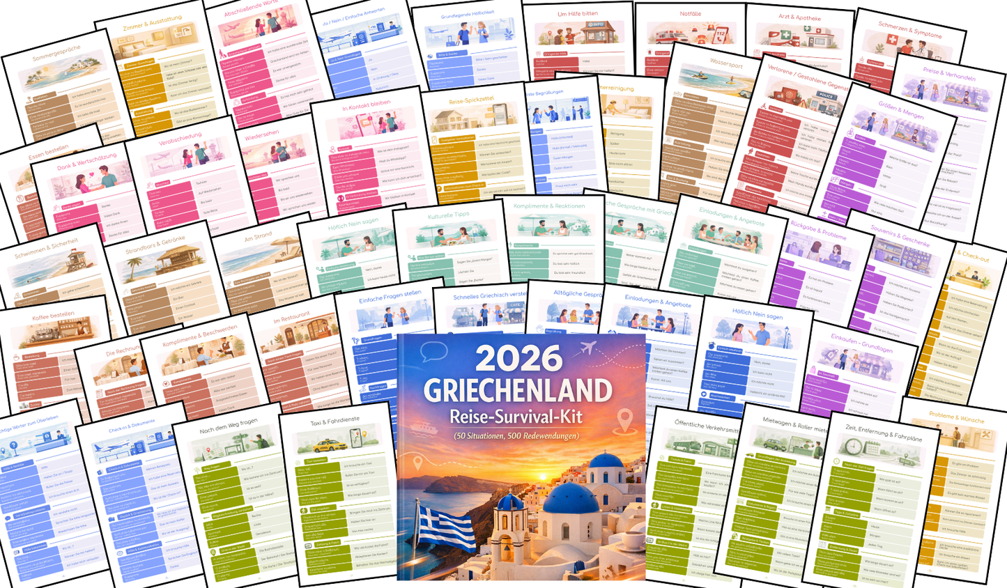 2026 Griechenland Reise-Survival-Kit (50 Situationen, 500 Redewendungen)
